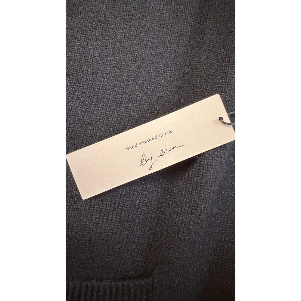 NEW Lingua Franca Black 100% Cashmere I Love NY Hand Stitched Cardigan XL - Picture 3 of 8